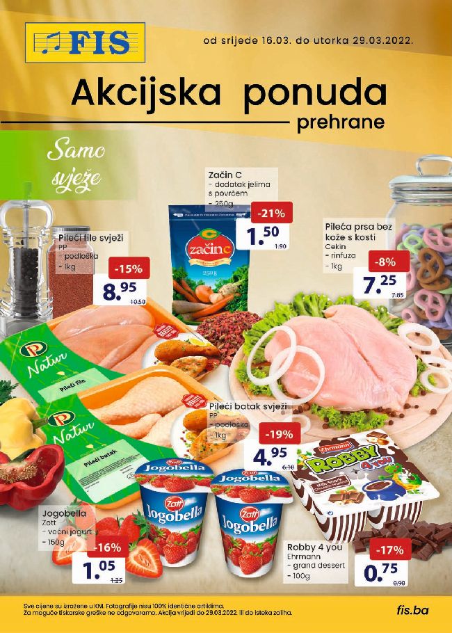 FIS: Akcijska ponuda prehrane od 16. do 29.03.2022.