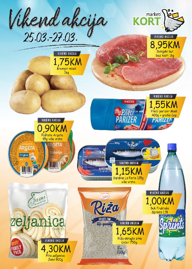 Kort marketi: Vikend akcija od 25. do 27.03.2022.