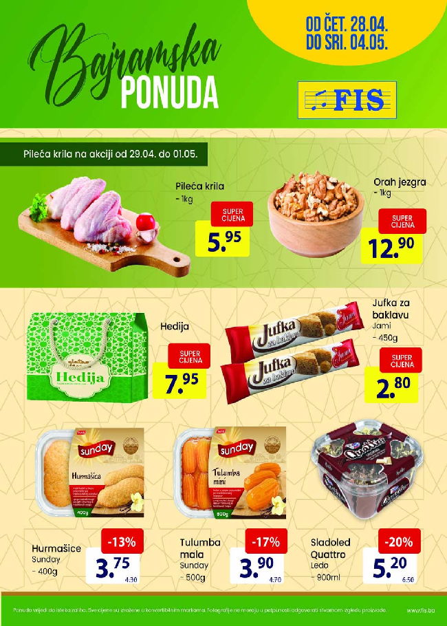 FIS Bajramska ponuda od 29.04. do 01.05.2022. naslovnica FIS: Bajramska ponuda od 29.04. do 01.05.2022.
