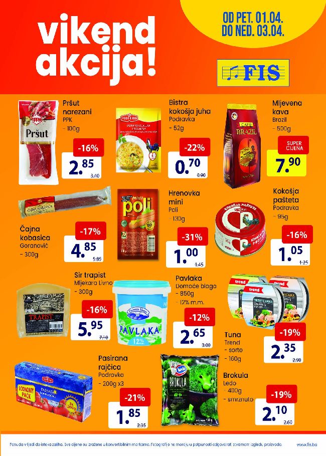 FIS: Vikend akcija od 01. do 03.04.2022.