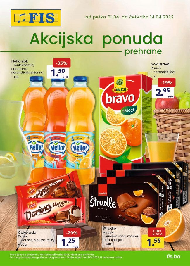 Fis Akcijskijska ponuda prehrane od 01. do 14.04.2022 naslovna FIS: Akcijskijska ponuda prehrane od 01. do 14.04.2022.