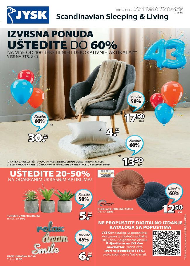 Jysk: Akcijski katalog od 14. do 27.04.2022.