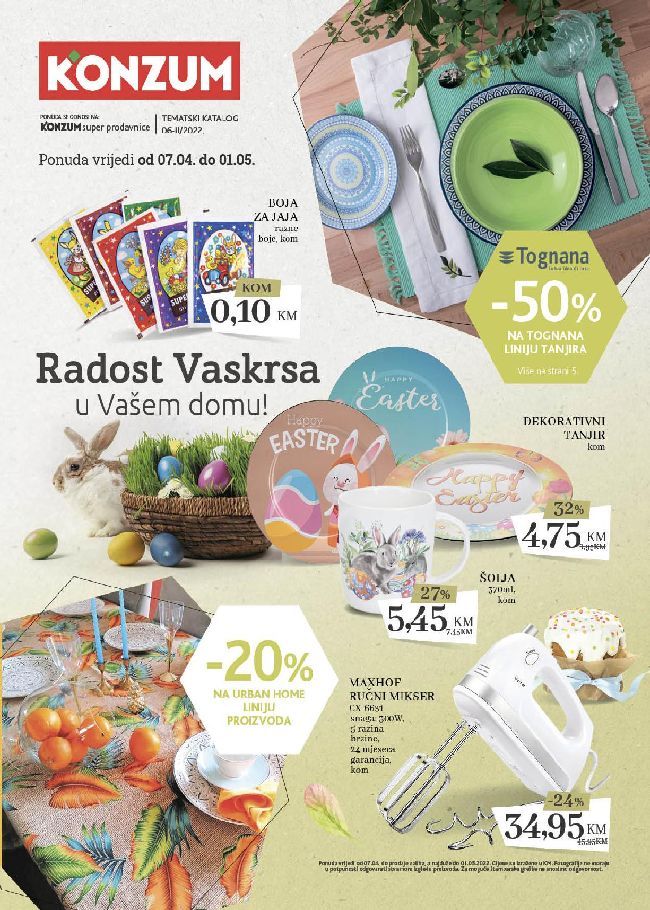 Konzum: Radost Vaskrsa u vašem domu od 07.04. do 01.05.2022.