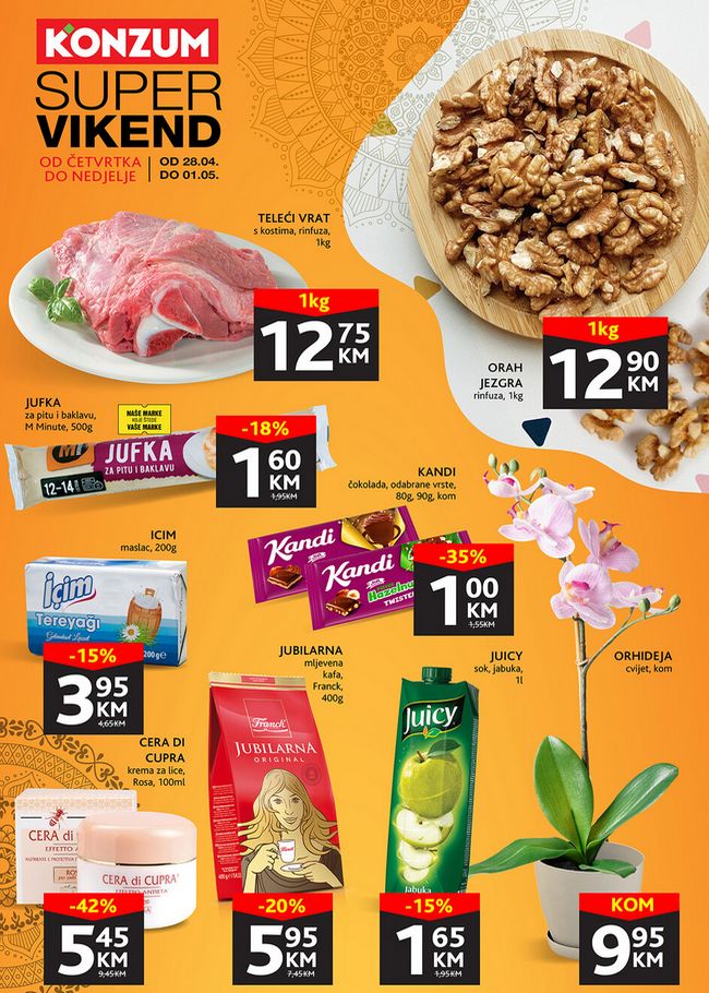 Konzum Super vikend od 28.04, do 01.05.2022 naslovna Konzum: Super vikend od 28.04. do 01.05.2022.