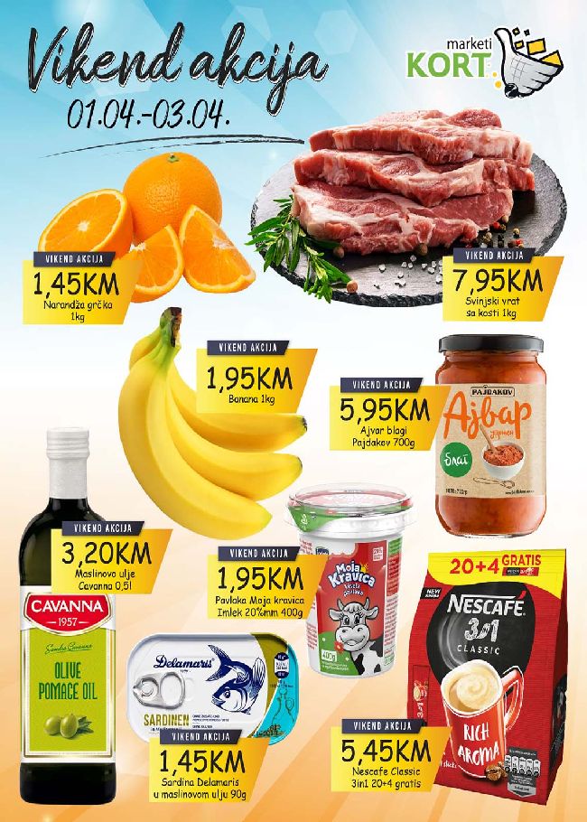Kort marketi: Vikend akcija od 01. do 03.04.2022.