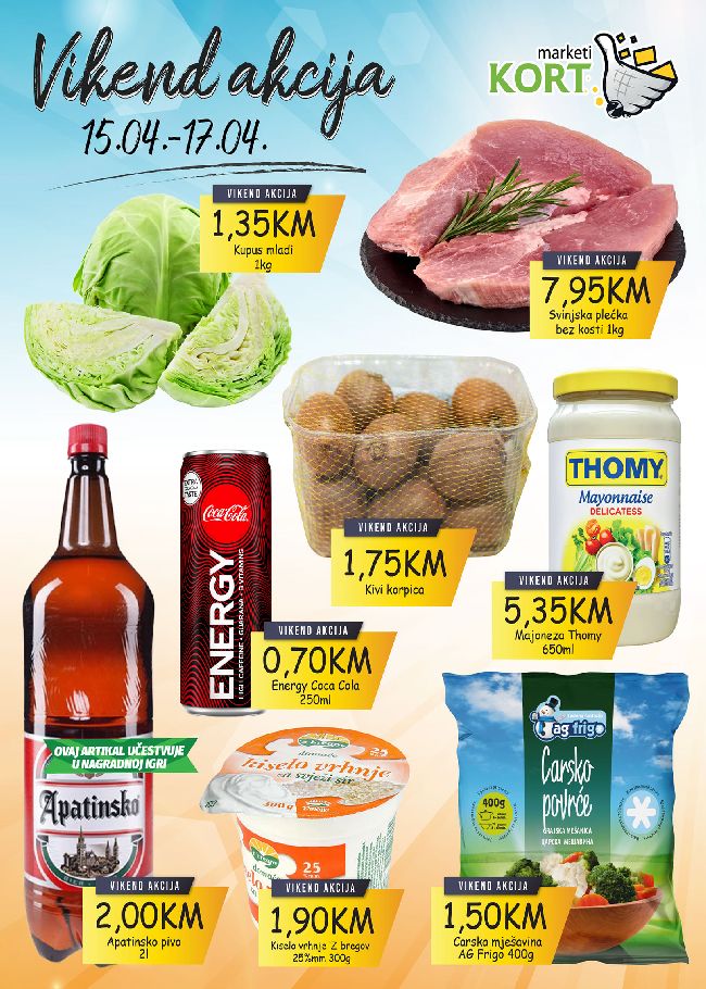 Kort marketi: Vikend akcija od 15. do 17.04.2022.