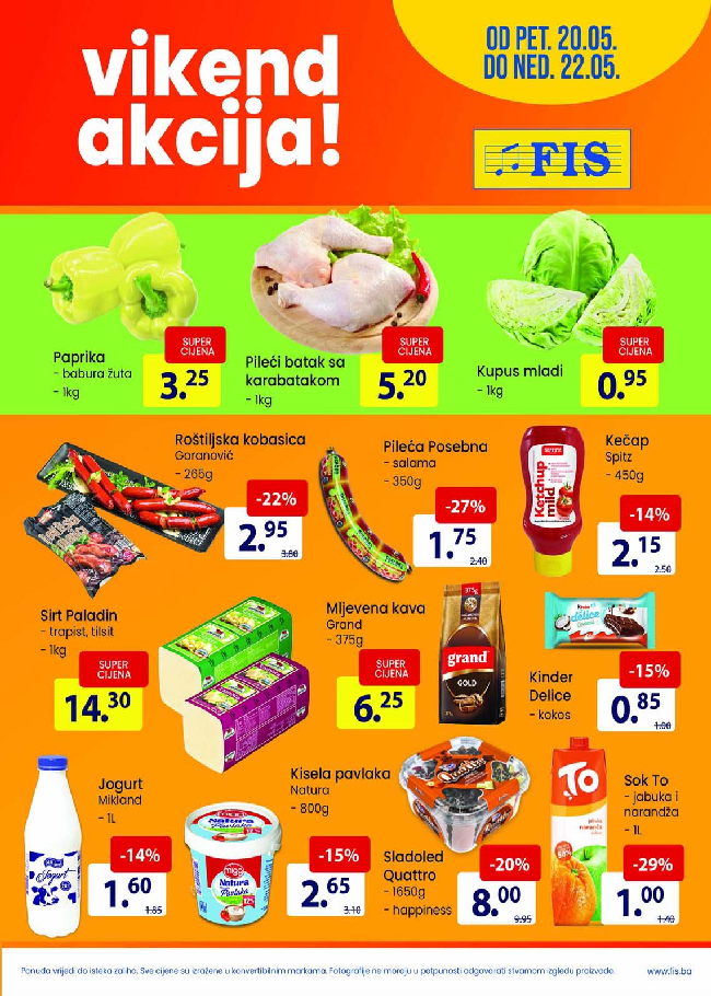 FIS: Vikend akcija od 20. do 22.05.2022.