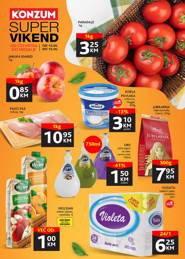 Konzum: Super vikend akcija od 12. do 15.05.2022.