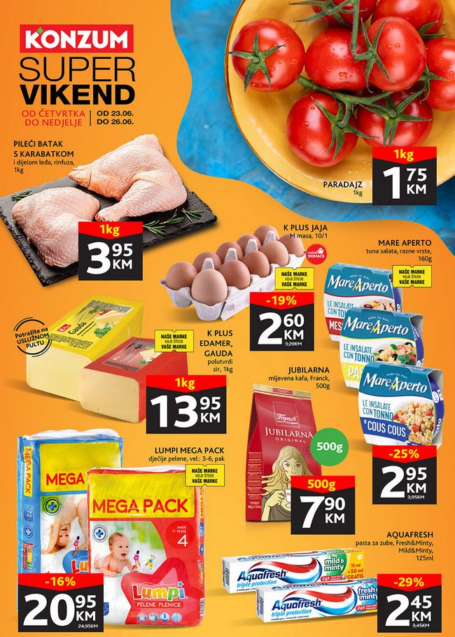Konzum Super vikend akcija od 23. do 26.6.2022. naslovna Konzum: Super vikend akcija od 23. do 26.6.2022.