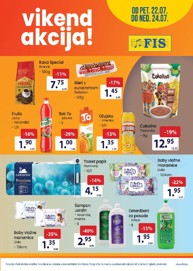 FIS: Vikend akcija od 22. do 24.07.2022.
