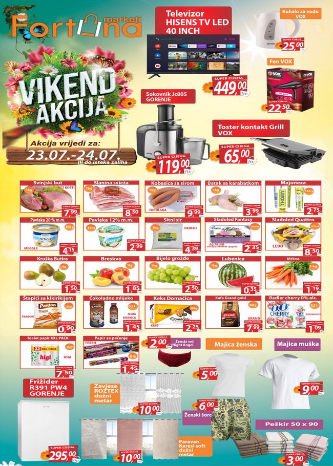 Fortuna marketi vikend akcija od 23. do 24.07.2022.-001 Fortuna marketi; Vikend akcija od 23. do 24.07.2022.