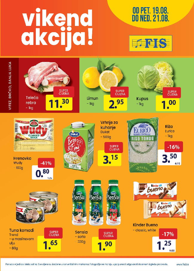 Fis Vikend akcija od 19. do 21.08.2022 FIS: Vikend akcija od 19. do 21.08.2022.