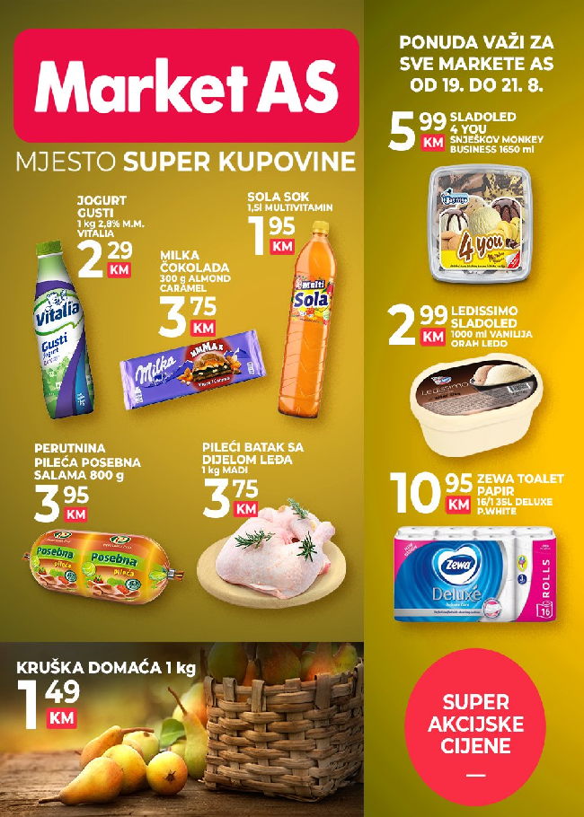 Market AS Vikend akcija od 19. do 21.08.2022 Market AS: Vikend akcija od 19. do 21.08.2022.