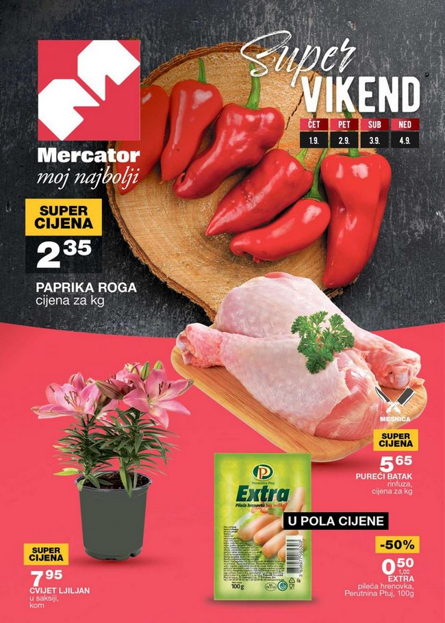 Mercator: Super vikend akcija od 01. do 04.09.2022.