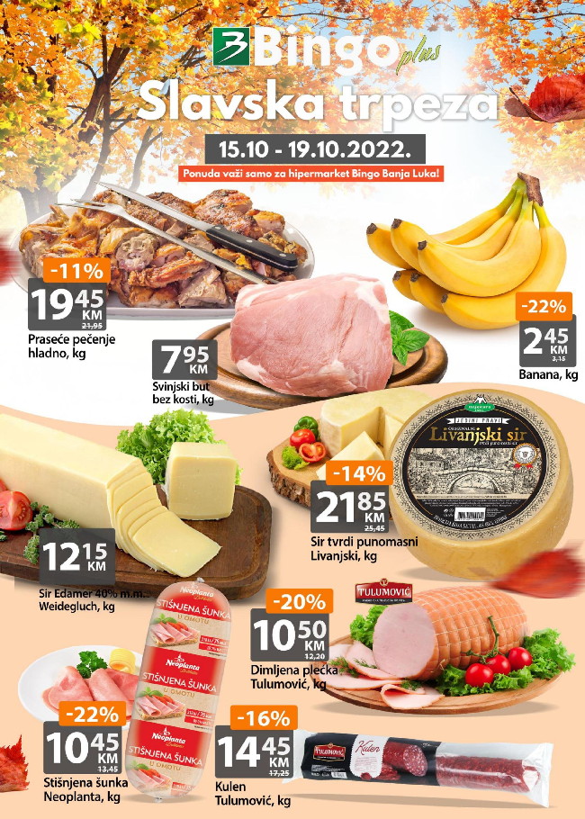 Bingo: Slavska trpeza od 15. do 19.10.2022.