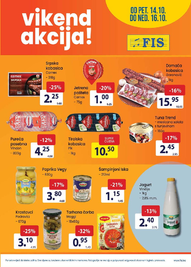 FIS: Vikend akcija od 14. do 16.10.2022.