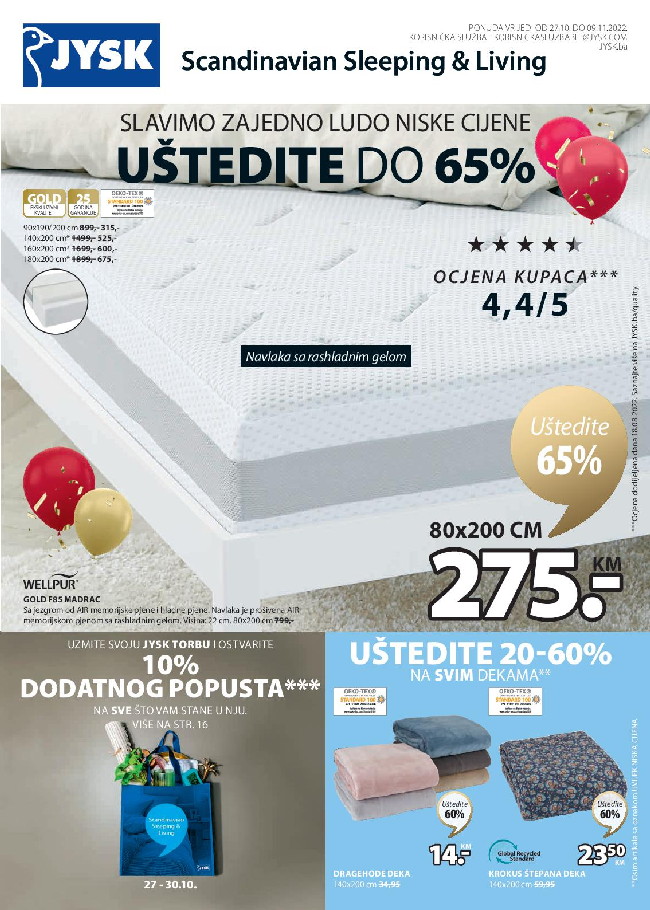 Jysk: Akcijski katalog od 27.10. do 09.11.2022.