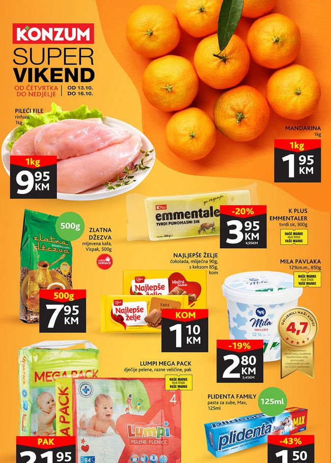 Konzum: Super vikend akcija od 13. do 16.10.2022.