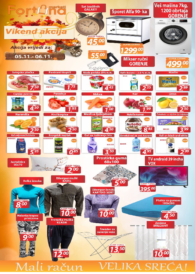 Fortuna marketi Vikend akcija od 05 do 06.11.2022. Fortuna marketi: Vikend akcija od 05 do 06.11.2022.