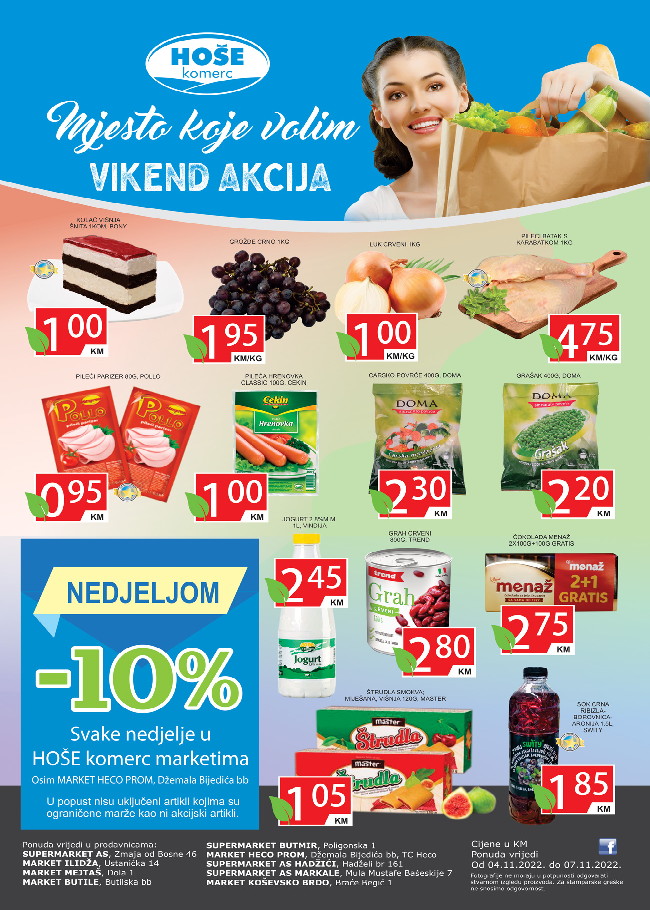 Hoše Vikend akcija od 04. do 07.11.2022. Hoše komerc: Vikend akcija od 04. do 07.11.2022.