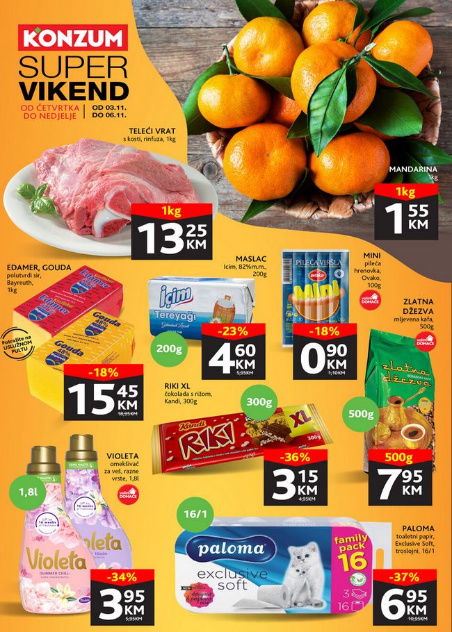 Konzum: Super vikend akcija od 03. do 06.11.2022.