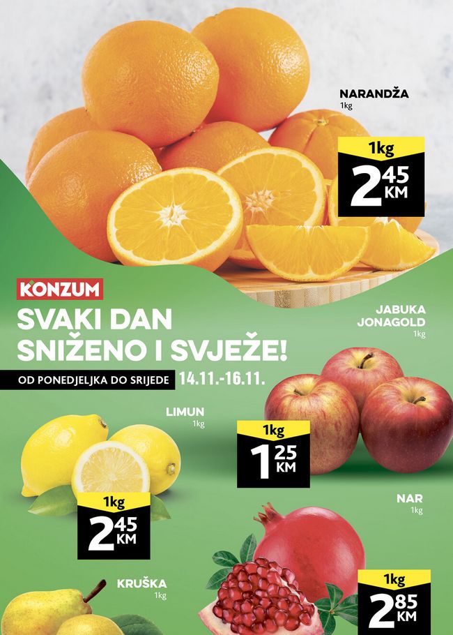 Konzum: Svježa ponuda od 14. do 16.11.2022.