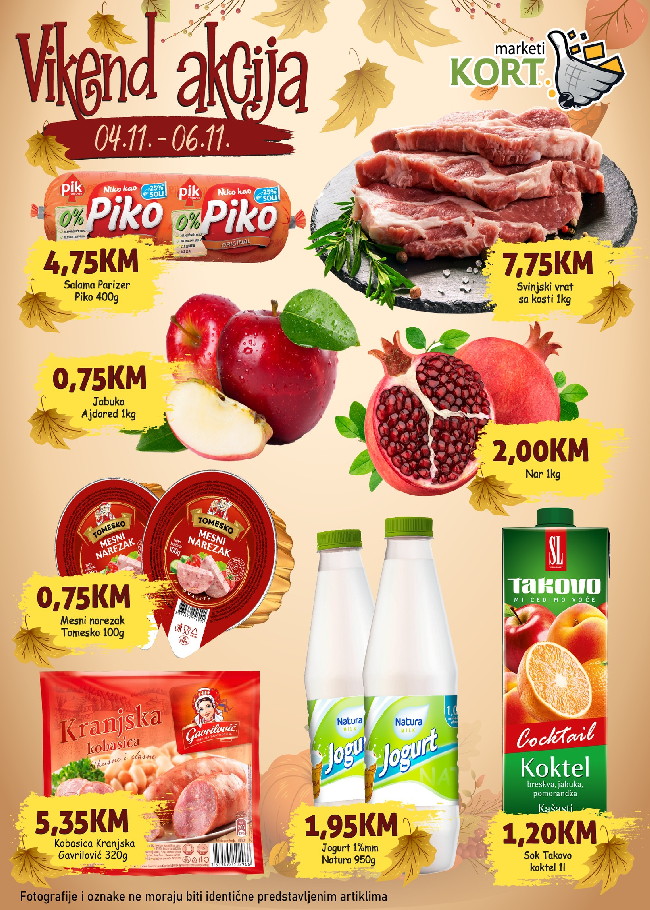 Kort marketi: Vikend akcija od 04. do 06.11.2022.