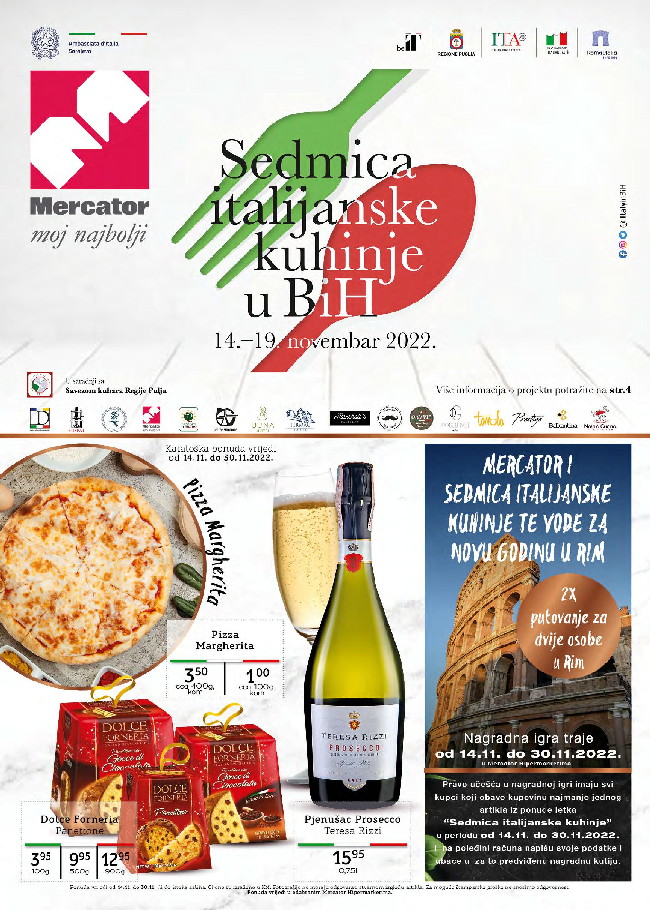 Mercator: Sedmica italijanske kuhinje u BiH od 14. do 19.11.2022.