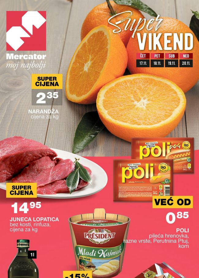 Mercator: Super vikend akcija od 17. do 20.11.2022.