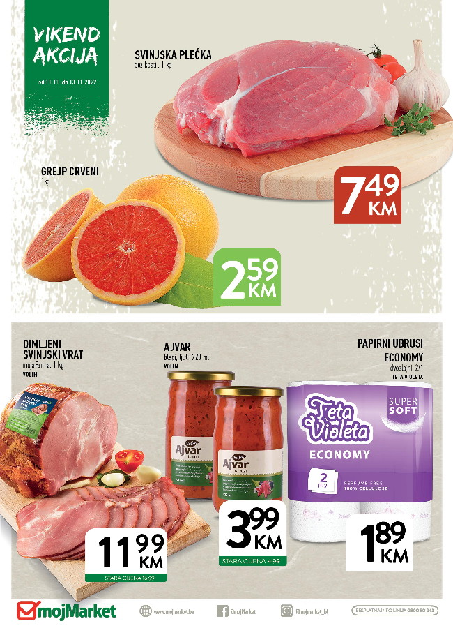 Moj Market: Vikend akcija od 11. do 13.11.2022.