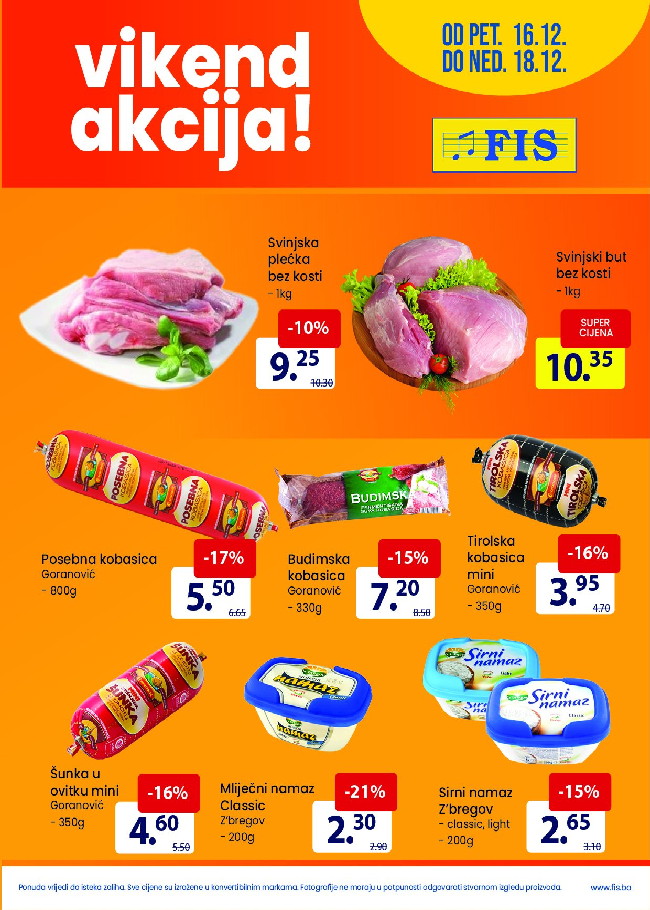FIS: Vikend akcija od 16. do 18.12.2022.