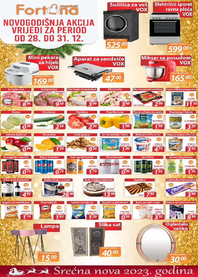 Fortuna marketi: Praznična akcija od 28. do 31.12.2022.