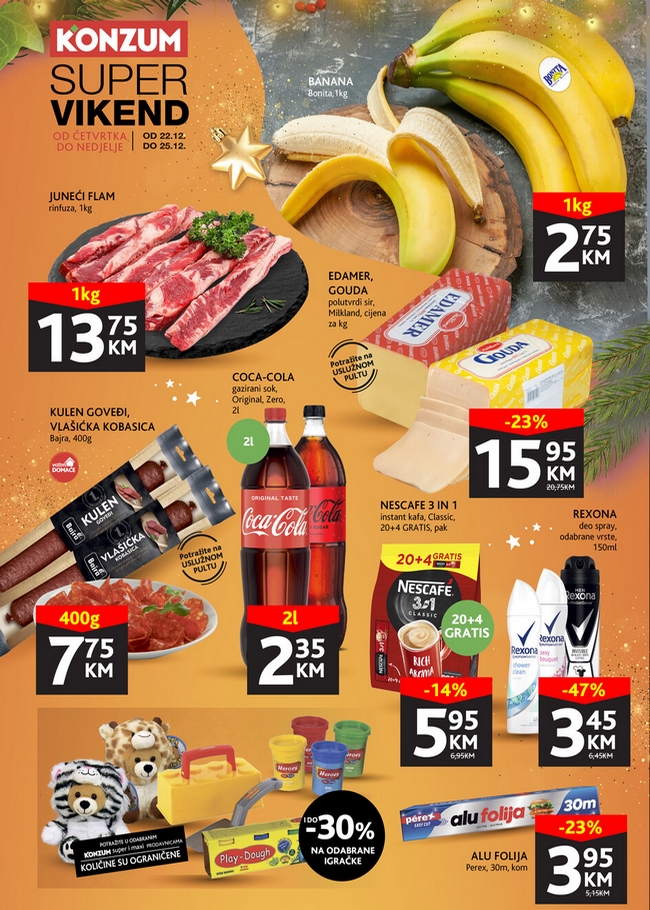 Konzum Super vikend akcija od 22. do 25.12.2022. Konzum: Super vikend akcija od 22. do 25.12.2022.