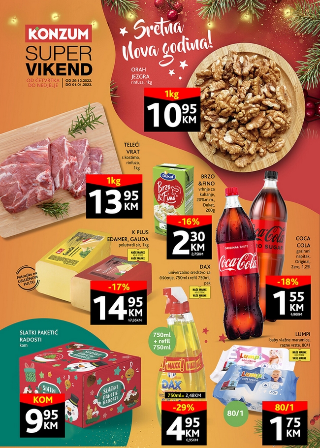 Konzum: Super vikend akcija od 29.12.2022. do 01.01.2023.