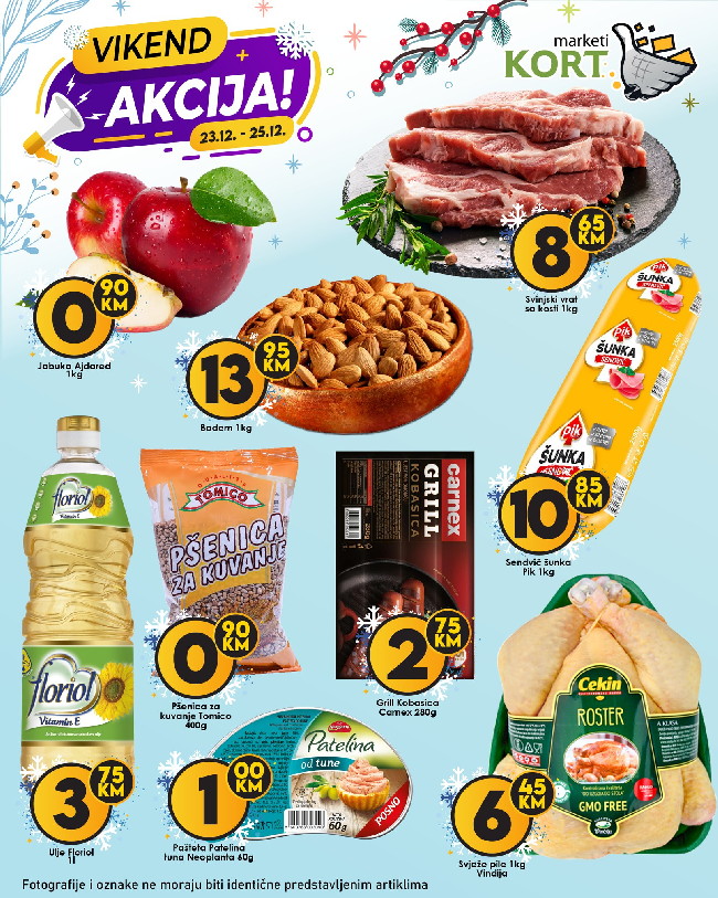 Kort marketi: Vikend akcija od 23. do 25.12.2022.