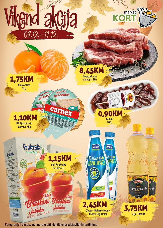 Kort marketi: Vikend akcija od 09. do 11.12.2022.
