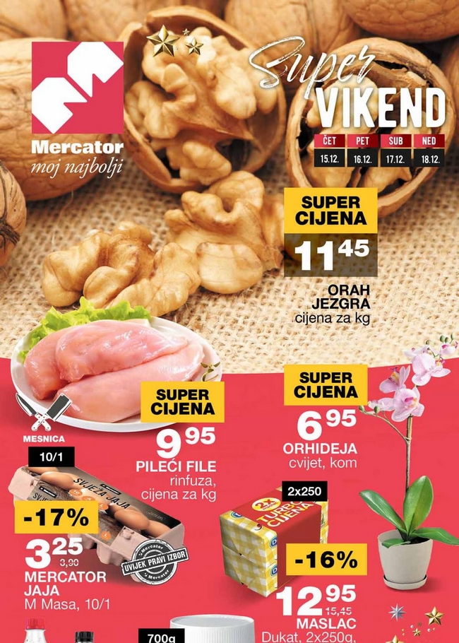 Mercator: Super vikend akcija od 15. do 18.12.2022.