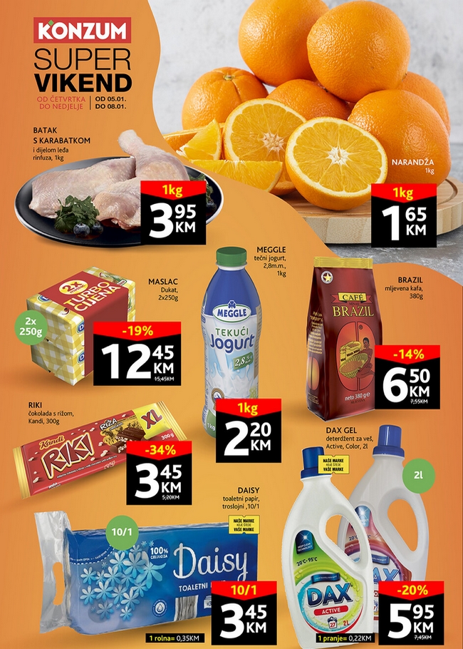 Konzum: Super vikend akcija od 05. do 08.01.2023.