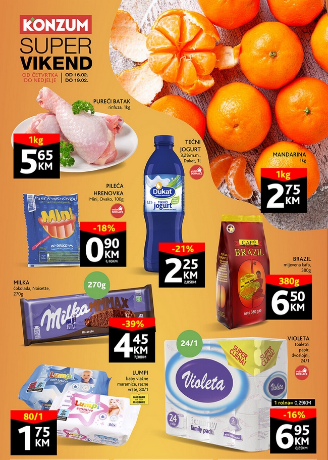 Konzum: Super vikend akcija od 16. do 19.02.2023.