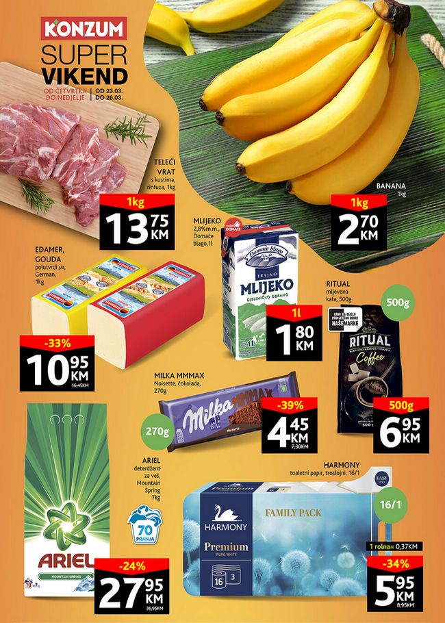 Konzum: Super vikend akcija od 23. do 26.03.2023.