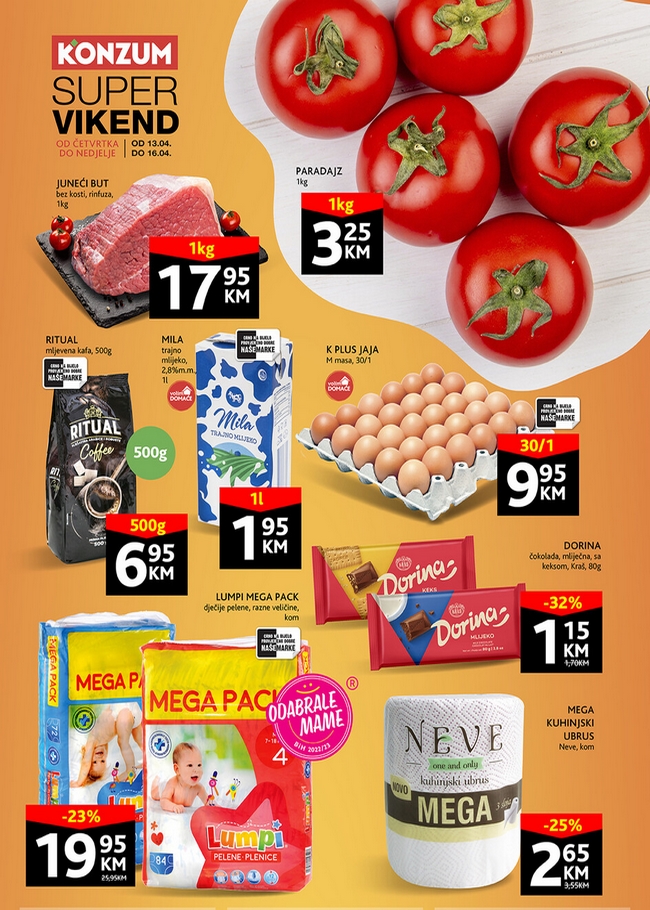 Konzum: Super vikend akcija od 13. do 16.04.2023.
