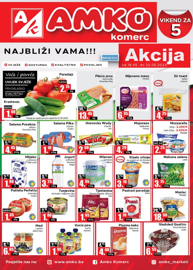 Amko komerc Vikend akcija od 18.05. do 22.05.2023. 01 Amko komerc: Vikend akcija od 18.05. do 22.05.2023.
