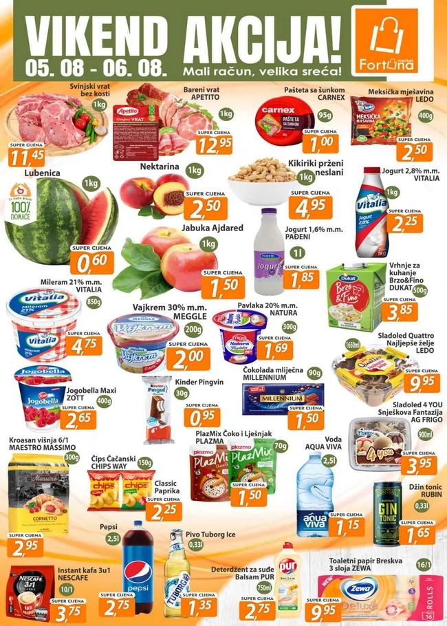 Fortuna marketi: Vikend akcija od 05. do 06.08.2023.