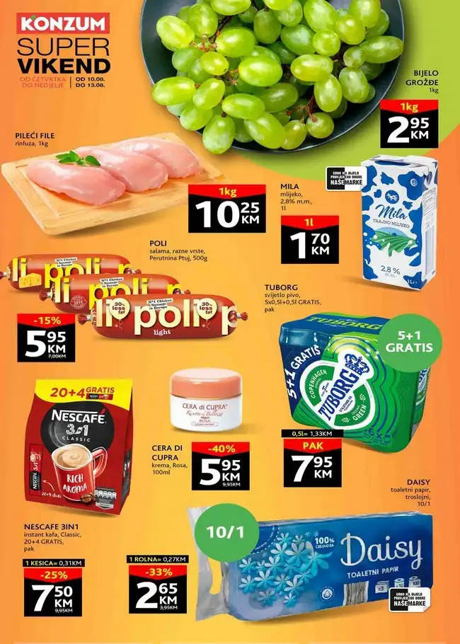 Konzum: Super vikend akcija od 10. do 13.08.2023.