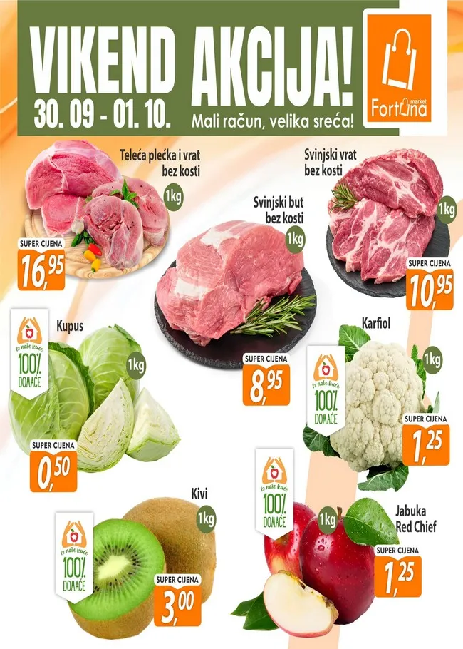Fortuna marketi: Vikend akcija od 30.09. do 01.10.2023.