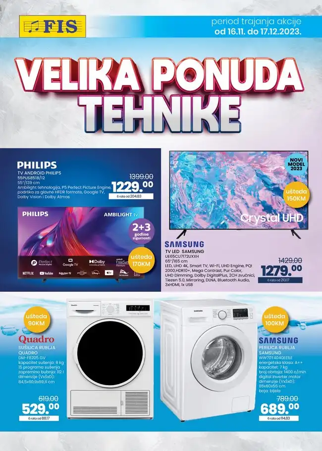 FIS: Velika ponuda tehnike od 16.11. do 17.12.2023.