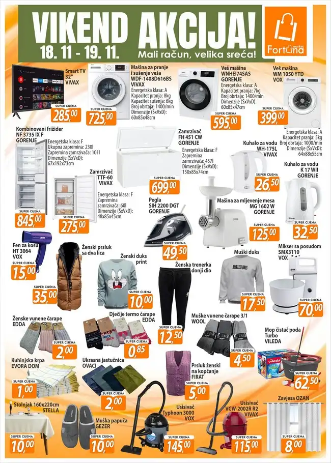 Fortuna marketi: Vikend akcija od 18. do 19.11.2023.