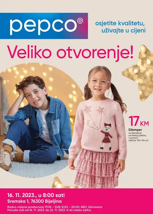 Pepco: Veliko otvorenje Bijeljina od 16. do 22.11.2023.