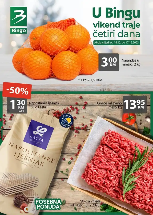 Bingo: Vikend akcija za FBiH od 14. do 17.12.2023.