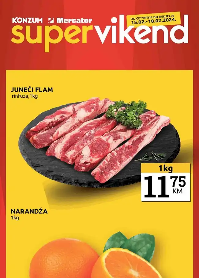 Konzum / Mercator: Super vikend akcija od 15. do 18.02.2024.
